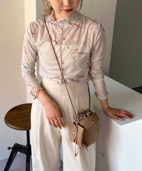 CAPRICIEUX LE'MAGE(カプリシューレマージュ)の「マーブルメッシュプルオーバー(Tシャツ/カットソー・レディース・カーキ/アイボリー・FREE)」の14枚目の写真