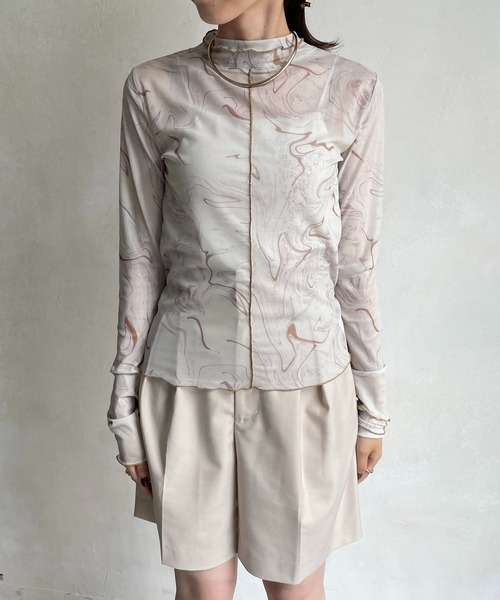 CAPRICIEUX LE'MAGE(カプリシューレマージュ)の「マーブルメッシュプルオーバー(Tシャツ/カットソー・レディース・カーキ/アイボリー・FREE)」の21枚目の写真