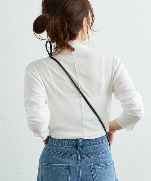 PUAL CE CIN（ピュアルセシン）の「【WEB限定】シアーネットハイネックプルオーバー（Tシャツ/カットソー・レディース・ダークブルー/オフホワイト/ブラック/ダークグリーン・FREE）」の7枚目の写真