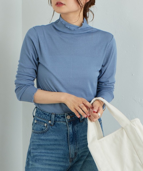 PUAL CE CIN（ピュアルセシン）の「【WEB限定】シアーネットハイネックプルオーバー（Tシャツ/カットソー・レディース・ダークブルー/オフホワイト/ブラック/ダークグリーン・FREE）」の8枚目の写真