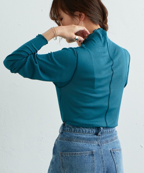 PUAL CE CIN（ピュアルセシン）の「【WEB限定】シアーネットハイネックプルオーバー（Tシャツ/カットソー・レディース・ダークブルー/オフホワイト/ブラック/ダークグリーン・FREE）」の11枚目の写真