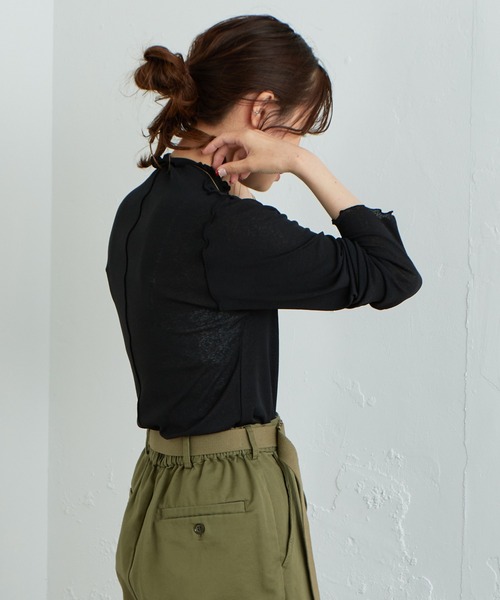 PUAL CE CIN（ピュアルセシン）の「【WEB限定】シアーネットハイネックプルオーバー（Tシャツ/カットソー・レディース・ダークブルー/オフホワイト/ブラック/ダークグリーン・FREE）」の17枚目の写真