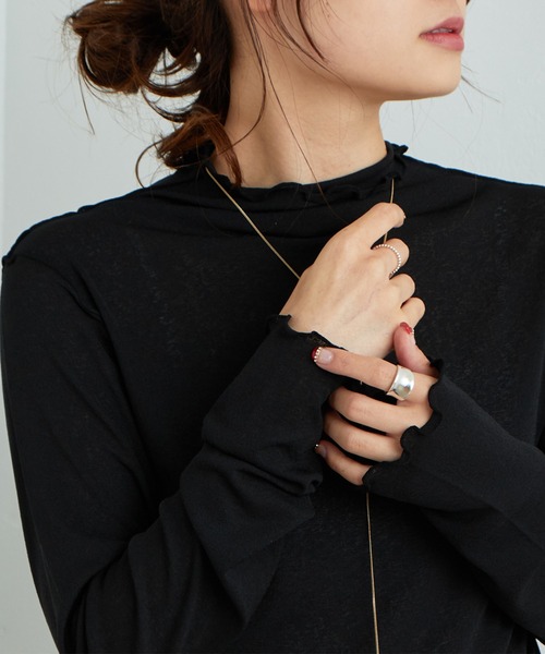 PUAL CE CIN（ピュアルセシン）の「【WEB限定】シアーネットハイネックプルオーバー（Tシャツ/カットソー・レディース・ダークブルー/オフホワイト/ブラック/ダークグリーン・FREE）」の19枚目の写真