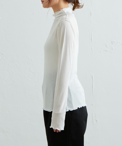 PUAL CE CIN（ピュアルセシン）の「【WEB限定】シアーネットハイネックプルオーバー（Tシャツ/カットソー・レディース・ダークブルー/オフホワイト/ブラック/ダークグリーン・FREE）」の12枚目の写真