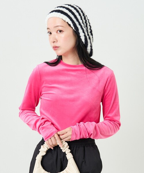 FREAK'S STORE(フリークスストア)の「カラーベロアT(Tシャツ/カットソー・レディース・ピンク/オレンジ/ブルー/グリーン・フリ-)」の3枚目の写真