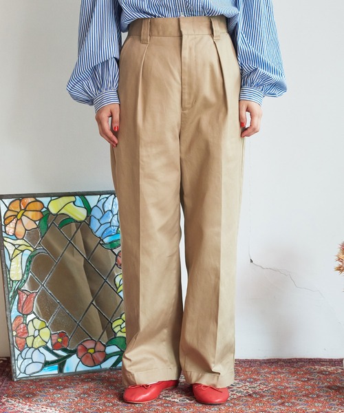 My Fav. CHILD WOMAN（マイファブチャイルドウーマン）の「ヴィンテージチノクロス　センタープレスパンツ（チノパンツ・レディース・ベージュ・38/36）」の17枚目の写真