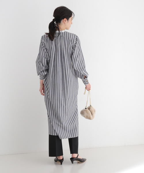 Noble（ノーブル）の「【LAURENCEBRAS】ストライプシャツワンピース（ワンピース・レディース・チャコールグレー・SMALL）」の4枚目の写真