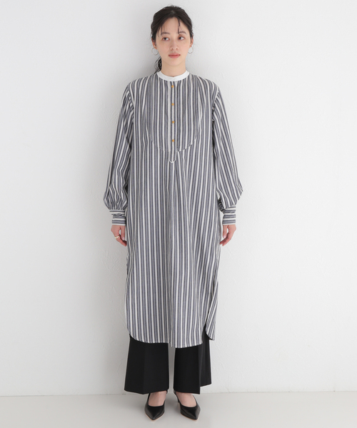 Noble（ノーブル）の「【LAURENCEBRAS】ストライプシャツワンピース（ワンピース・レディース・チャコールグレー・SMALL）」の5枚目の写真