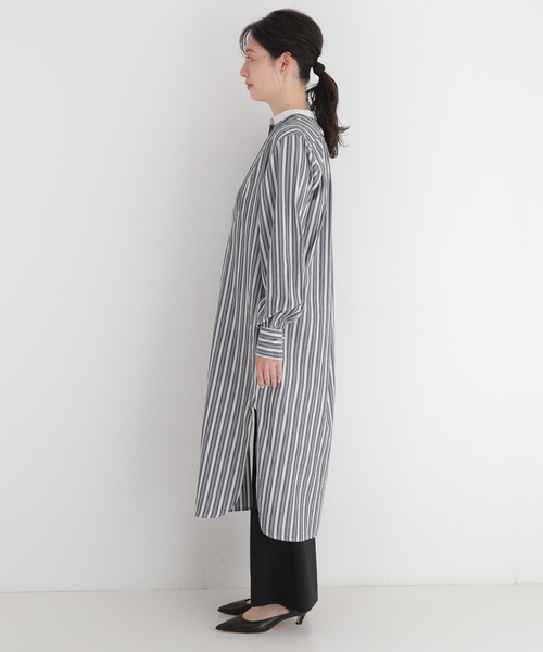 Noble（ノーブル）の「【LAURENCEBRAS】ストライプシャツワンピース（ワンピース・レディース・チャコールグレー・SMALL）」の6枚目の写真