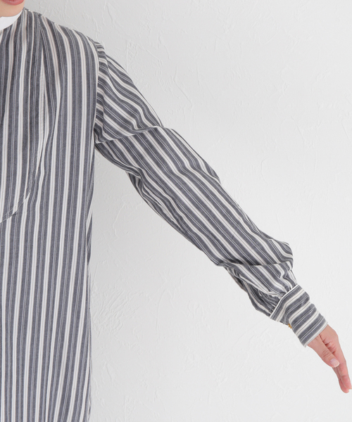 Noble（ノーブル）の「【LAURENCEBRAS】ストライプシャツワンピース（ワンピース・レディース・チャコールグレー・SMALL）」の10枚目の写真