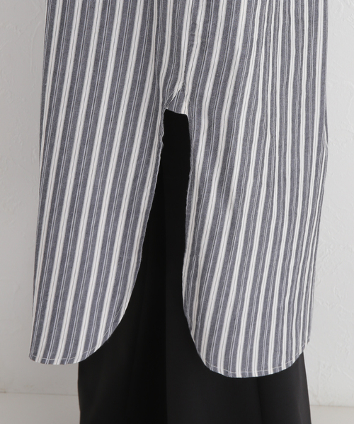 Noble（ノーブル）の「【LAURENCEBRAS】ストライプシャツワンピース（ワンピース・レディース・チャコールグレー・SMALL）」の14枚目の写真