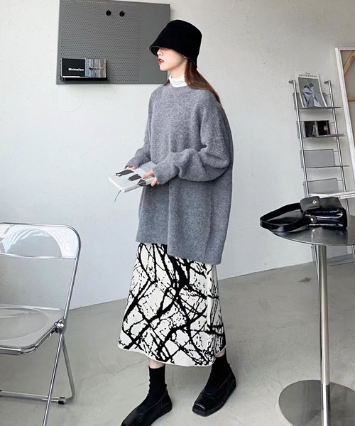AsRiRe(アスリレイ)の「【AsRiRe】総柄ニットスカ-ト(スカート・レディース・ホワイト/ベージュ・M)」の9枚目の写真