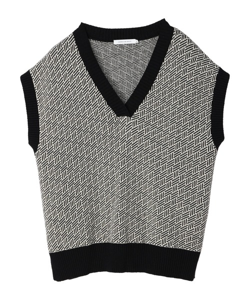 AMERICAN HOLIC(アメリカンホリック)の「Vネックジャガードニットベスト(ベスト・レディース・ブラック/テラコッタ・M/L)」の4枚目の写真