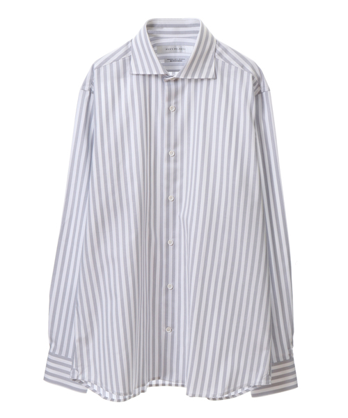MEN'S MELROSE(メンズメルローズ)の「HITOYOSHI Wネーム グレイッシュドビーワイドカラーシャツ(シャツ/ブラウス・メンズ・ブルー系その他/シルバー/ストライプ・2/4/5/3)」の4枚目の写真
