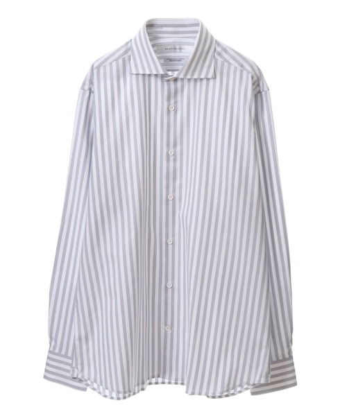 MEN'S MELROSE(メンズメルローズ)の「HITOYOSHI Wネーム グレイッシュドビーワイドカラーシャツ(シャツ/ブラウス・メンズ・ブルー系その他/シルバー/ストライプ・2/4/5/3)」の12枚目の写真