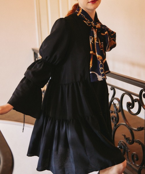 キャンディスリーブストライプワンピース CORNERS by KR ボリュームスリーブストライプシャツワンピース