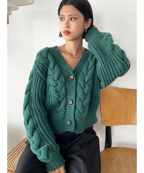 EMODA（エモダ）の「ショートケーブルニットカーディガン