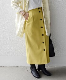 SHIPS any: ジャージメルトン フロントボタン ストレート スカート◇