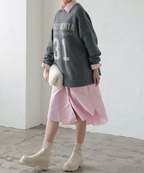 KOBE LETTUCE（コウベレタス）の「ジャガードロゴニットトップス（ニット/セーター・レディース・ベージュ系/グレー系/ネイビー・FREE）」の10枚目の写真