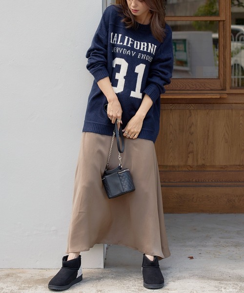 KOBE LETTUCE（コウベレタス）の「ジャガードロゴニットトップス（ニット/セーター・レディース・ベージュ系/グレー系/ネイビー・FREE）」の11枚目の写真