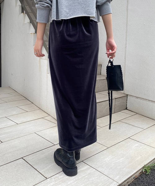 CAPRICIEUX LE'MAGE（カプリシューレマージュ）の「ベロアフィットスカート（スカート・レディース・ブラウン/ベージュ/チャコールグレー・FREE）」の7枚目の写真