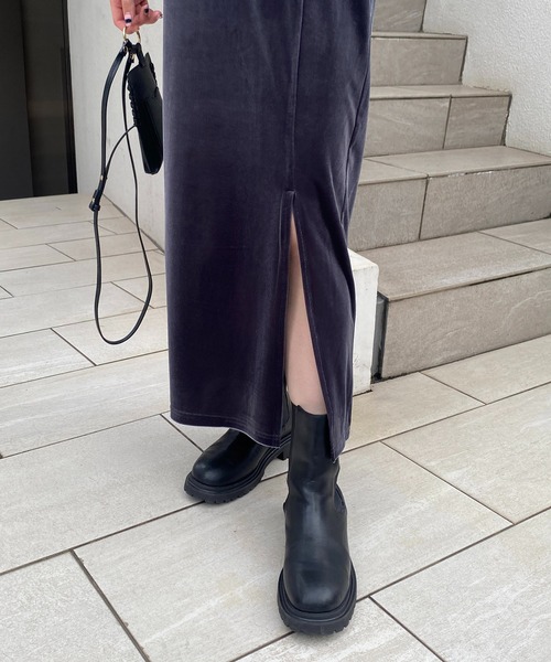 CAPRICIEUX LE'MAGE（カプリシューレマージュ）の「ベロアフィットスカート（スカート・レディース・ブラウン/ベージュ/チャコールグレー・FREE）」の8枚目の写真