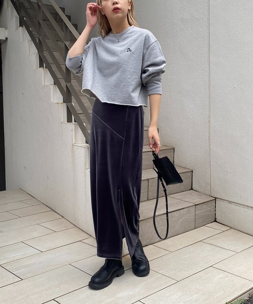 CAPRICIEUX LE'MAGE（カプリシューレマージュ）の「ベロアフィットスカート（スカート・レディース・ブラウン/ベージュ/チャコールグレー・FREE）」の11枚目の写真