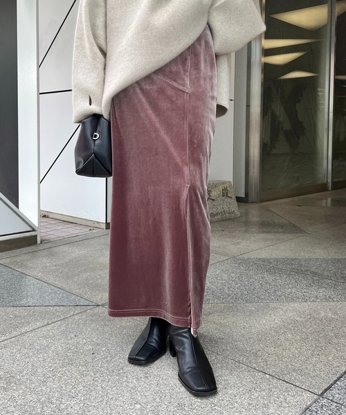 CAPRICIEUX LE'MAGE（カプリシューレマージュ）の「ベロアフィットスカート（スカート・レディース・ブラウン/ベージュ/チャコールグレー・FREE）」の14枚目の写真