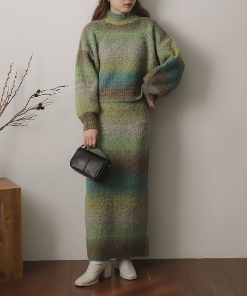 SENSE OF PLACE by URBAN RESEARCH(センスオブプレイスバイアーバンリサーチ)の「ブークレグラデーションニットスカート(スカート・レディース・グリーン系その他/ブルー系その他/ピンク系その他/ブラウン系その他・ONE)」の19枚目の写真