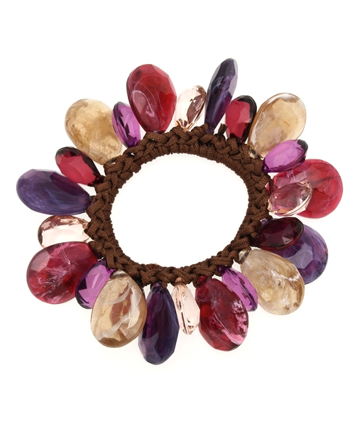 チャイハネ（チャイハネ）の「【チャイハネ】しずくビーズヘアゴム（ヘアゴム・レディース・ブラック/グリーン/パープル/ホワイト/アクア・FREE）」の5枚目の写真