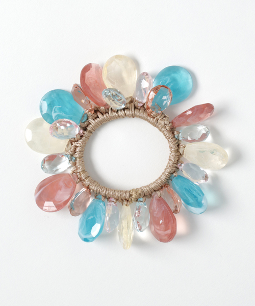 チャイハネ（チャイハネ）の「【チャイハネ】しずくビーズヘアゴム（ヘアゴム・レディース・ブラック/グリーン/パープル/ホワイト/アクア・FREE）」の4枚目の写真