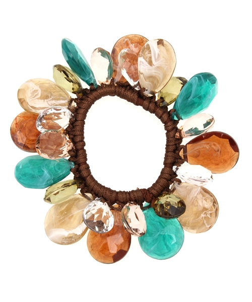 チャイハネ（チャイハネ）の「【チャイハネ】しずくビーズヘアゴム（ヘアゴム・レディース・ブラック/グリーン/パープル/ホワイト/アクア・FREE）」の3枚目の写真