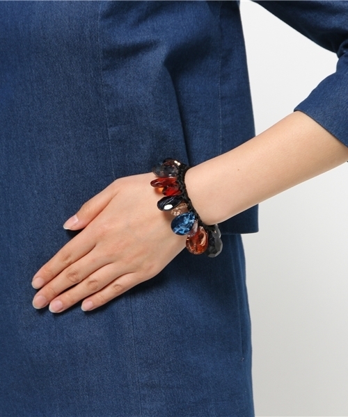 チャイハネ（チャイハネ）の「【チャイハネ】しずくビーズヘアゴム（ヘアゴム・レディース・ブラック/グリーン/パープル/ホワイト/アクア・FREE）」の7枚目の写真