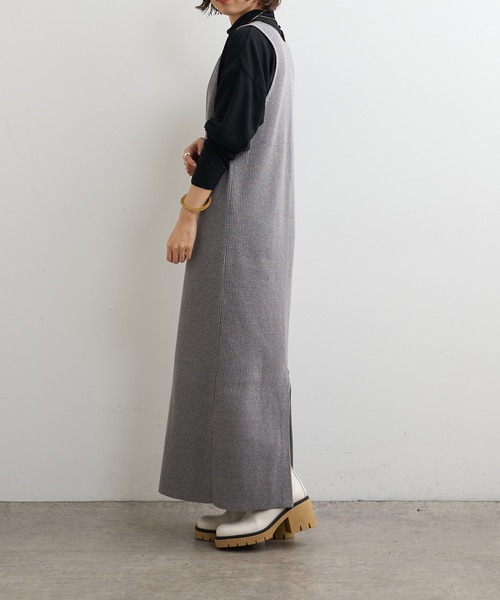 Omekashi（オメカシ）の「リブニットジャンパースカート（ジャンパースカート・レディース・ブラック/チャコールグレー・36/38）」の19枚目の写真