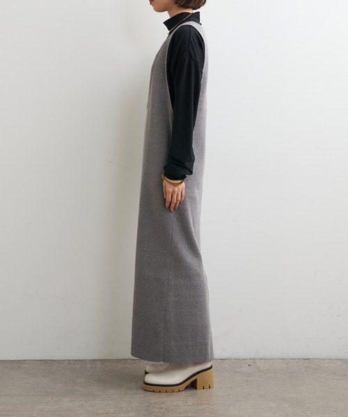 Omekashi（オメカシ）の「リブニットジャンパースカート（ジャンパースカート・レディース・ブラック/チャコールグレー・36/38）」の22枚目の写真