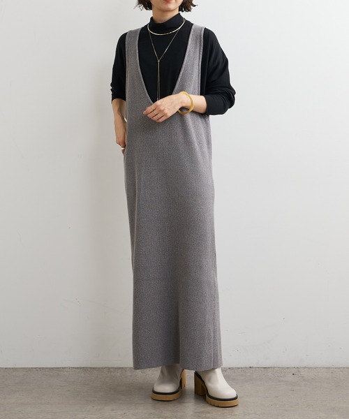 Omekashi（オメカシ）の「リブニットジャンパースカート（ジャンパースカート・レディース・ブラック/チャコールグレー・36/38）」の16枚目の写真
