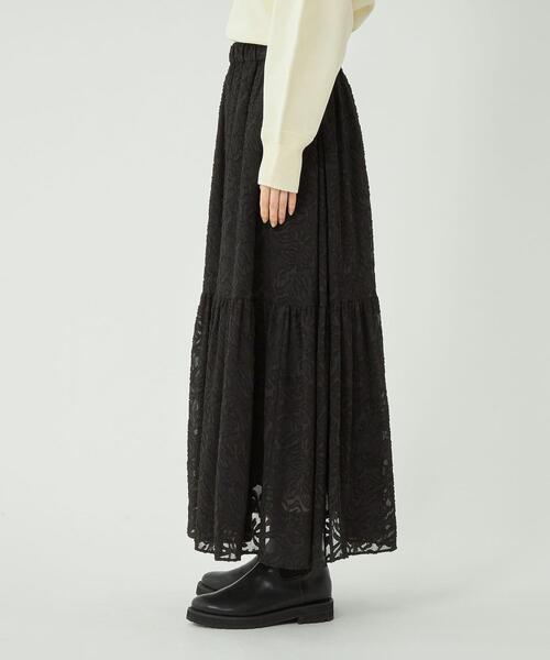 green label relaxing（グリーンレーベルリラクシング）の「カット ジャカード ティアード スカート（スカート・レディース・ホワイト/ブラック/ライム・FREE）」の7枚目の写真