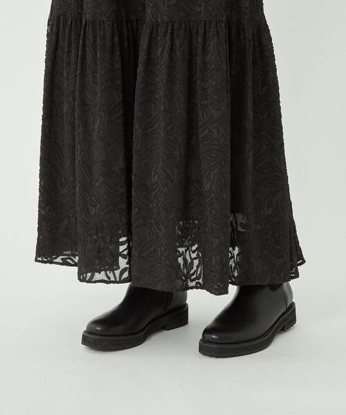 green label relaxing（グリーンレーベルリラクシング）の「カット ジャカード ティアード スカート（スカート・レディース・ホワイト/ブラック/ライム・FREE）」の10枚目の写真