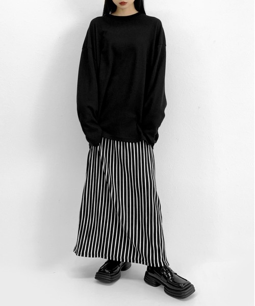 LVEU.(ラブユ.)の「Over silhouette long sleeve tee / オーバーシルエットロングスリーブTシャツ(Tシャツ/カットソー・レディース・ブラック/カーキ/ホワイト/ダークグレー・FREE)」の10枚目の写真