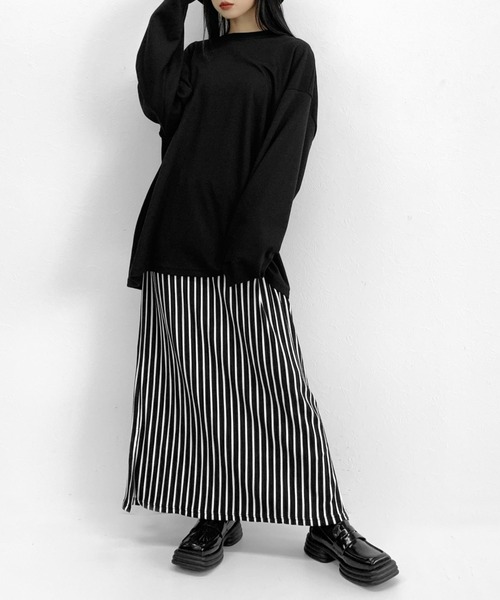 LVEU.(ラブユ.)の「Over silhouette long sleeve tee / オーバーシルエットロングスリーブTシャツ(Tシャツ/カットソー・レディース・ブラック/カーキ/ホワイト/ダークグレー・FREE)」の12枚目の写真