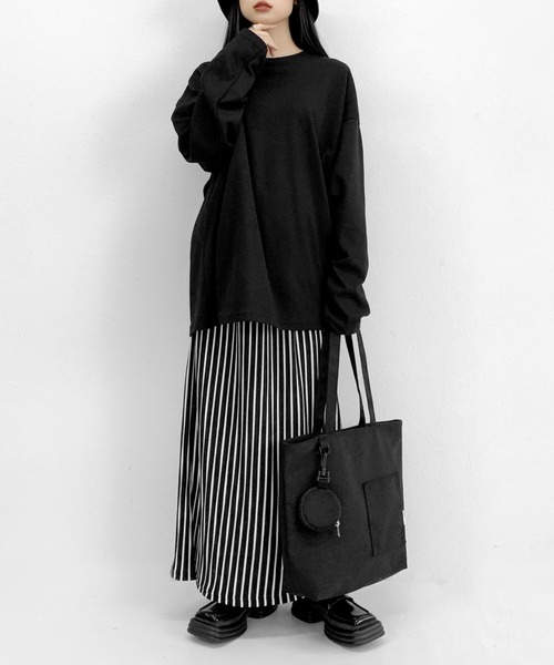 LVEU.(ラブユ.)の「Over silhouette long sleeve tee / オーバーシルエットロングスリーブTシャツ(Tシャツ/カットソー・レディース・ブラック/カーキ/ホワイト/ダークグレー・FREE)」の14枚目の写真