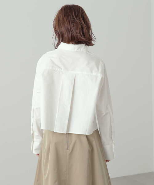 N.（N. Natural Beauty Basic）（エヌエヌナチュラルビューティーベーシック）の「◆ロングポイントショートシャツ（シャツ/ブラウス・レディース・ストライプ/オフホワイト・MEDIUM）」の12枚目の写真