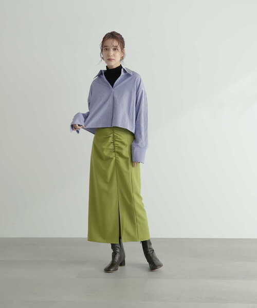 N.（N. Natural Beauty Basic）（エヌエヌナチュラルビューティーベーシック）の「◆ロングポイントショートシャツ（シャツ/ブラウス・レディース・ストライプ/オフホワイト・MEDIUM）」の8枚目の写真