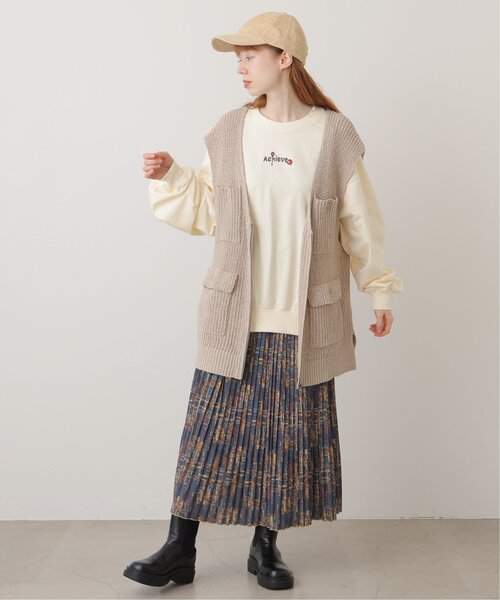 DOUBLE NAME（ダブルネーム）の「オリジナルドローイングプリント消しプリーツスカート（スカート・レディース・キナリ/ネイビー/グリーン・FREE）」の7枚目の写真