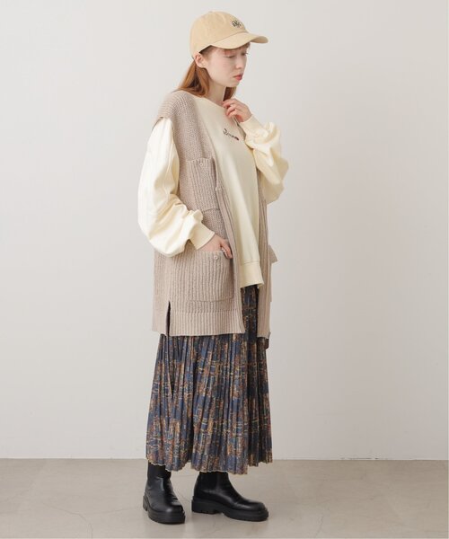 DOUBLE NAME（ダブルネーム）の「オリジナルドローイングプリント消しプリーツスカート（スカート・レディース・キナリ/ネイビー/グリーン・FREE）」の8枚目の写真