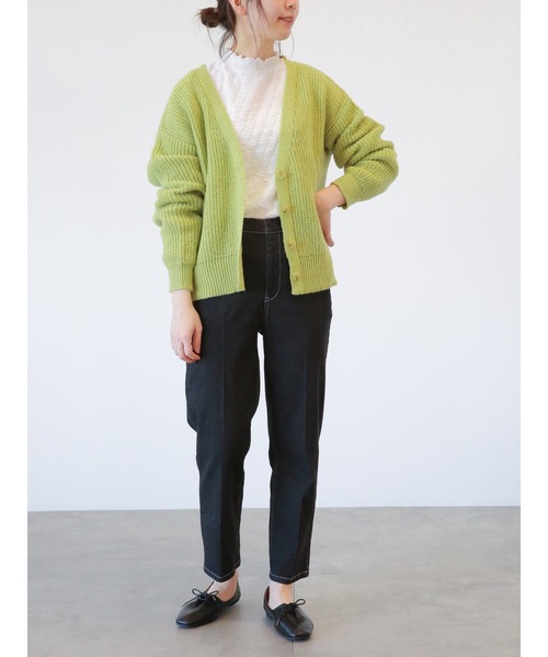 Samansa Mos2 blue(サマンサモスモスブルー)の「片畦ニットカーディガン(カーディガン/ボレロ・レディース・オレンジ/キナリ/グリーン/シルバーグレー/ブルー/ライトベージュ・フリ-)」の13枚目の写真