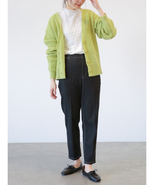 Samansa Mos2 blue(サマンサモスモスブルー)の「片畦ニットカーディガン(カーディガン/ボレロ・レディース・オレンジ/キナリ/グリーン/シルバーグレー/ブルー/ライトベージュ・フリ-)」の14枚目の写真