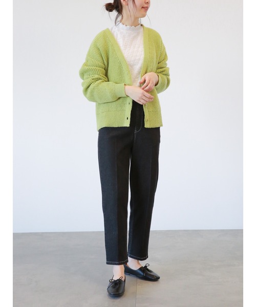 Samansa Mos2 blue(サマンサモスモスブルー)の「片畦ニットカーディガン(カーディガン/ボレロ・レディース・オレンジ/キナリ/グリーン/シルバーグレー/ブルー/ライトベージュ・フリ-)」の15枚目の写真