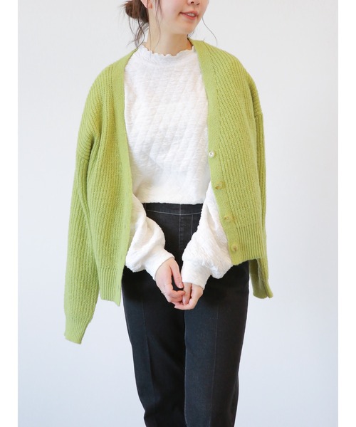 Samansa Mos2 blue(サマンサモスモスブルー)の「片畦ニットカーディガン(カーディガン/ボレロ・レディース・オレンジ/キナリ/グリーン/シルバーグレー/ブルー/ライトベージュ・フリ-)」の19枚目の写真