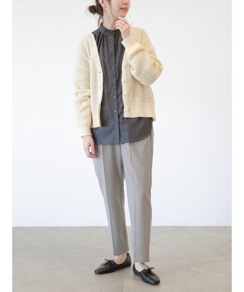 Samansa Mos2 blue(サマンサモスモスブルー)の「片畦ニットカーディガン(カーディガン/ボレロ・レディース・オレンジ/キナリ/グリーン/シルバーグレー/ブルー/ライトベージュ・フリ-)」の8枚目の写真